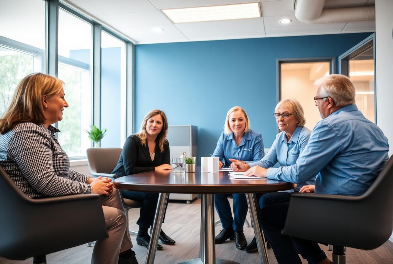 Synthesis care team meeting in the operations office